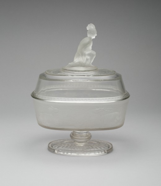 Westward Ho!/Pioneer pattern covered compote, c. 1876.