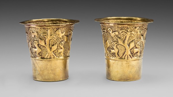 Pair of Beakers Depicting Birds in a Cornfield, A.D. 1100/1438.