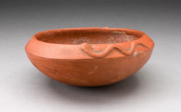 Redware Bowl with Molded Snake-like Form on Rim, A.D. 1450/1532.