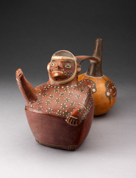 Double-Chambered Vessel Depicting a Figure and Trophy Heads, A.D. 500/800.