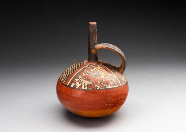 Single-Spout Vessel Depicting an Abstracted Figure and Net Pattern, 180 B.C./A.D. 500.