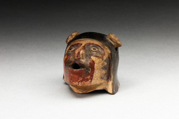 Fragment of a Vessel or Sculpture Depicting a Human Head, A.D. 600/1000.