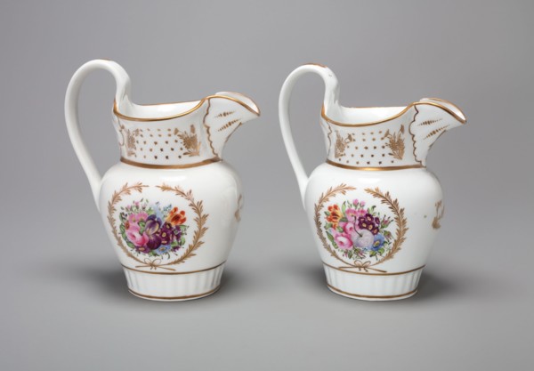 Pair of Pitchers, 1831/38. Neoclassical 'Grecian' design with floral decoration.