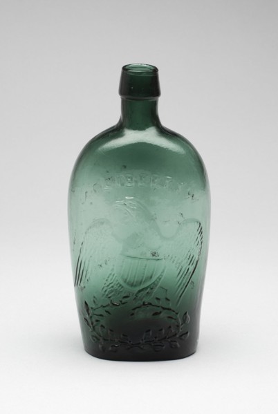Flask, c. 1850. The word 'Liberty' with American eagle.