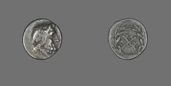Hemidrachm (Coin) Depicting the God Zeus Amarios, 191-146 BCE.