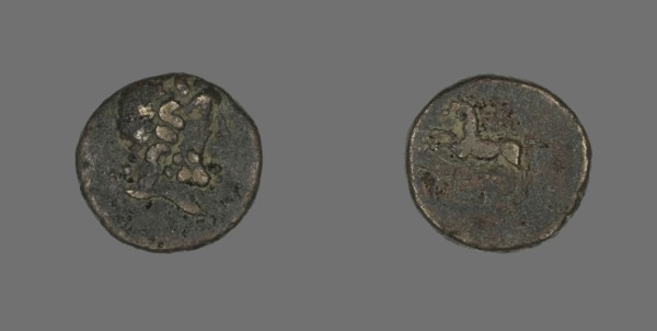 Coin Portraying the God Asklepios (?), 51 BC.