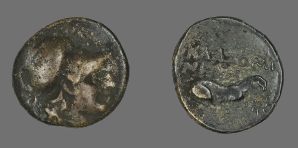 Coin Depicting the Goddess Athena, 387-301 BCE.