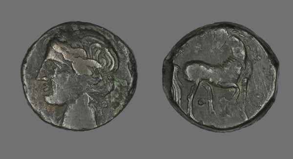 Coin Depicting the Goddess Persephone (?), about 241-146 BCE.