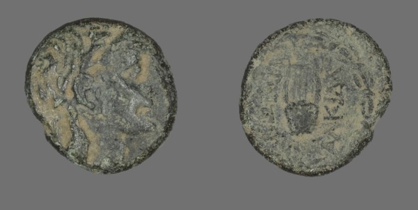Coin Depicting the God Apollo, about 88-50 BC.