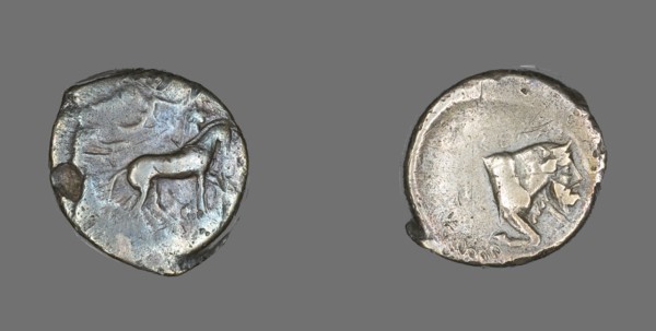 Tetradrachm (Coin) Depicting Quadriga and Charioteer, 460-430 BCE.