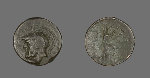 Coin Depicting the God Mars, about 282-203 BCE.