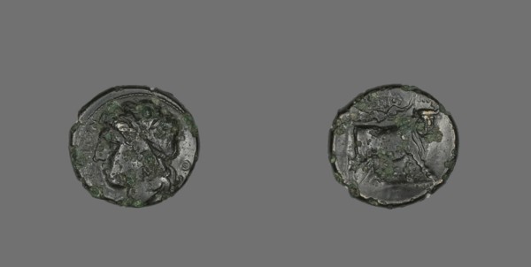 Coin Depicting the God Apollo, about 340-241 BCE.