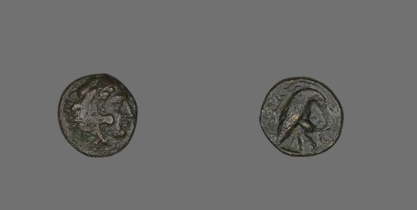 Coin Depicting the Hero Herakles, 381-369 BCE, issued by Amyntas III.