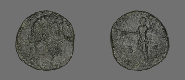 Sestertius (Coin) Portraying Marcus Aurelius or Lucius Verus, 161-180.