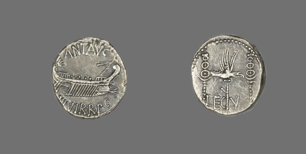 Denarius (Coin) Depicting a Galley, 32-31 BCE.