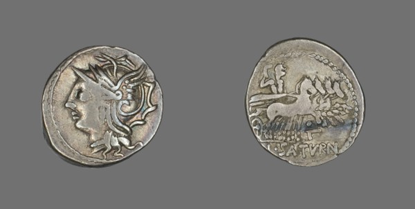 Denarius (Coin) Depicting the Goddess Roma, 104 BCE.