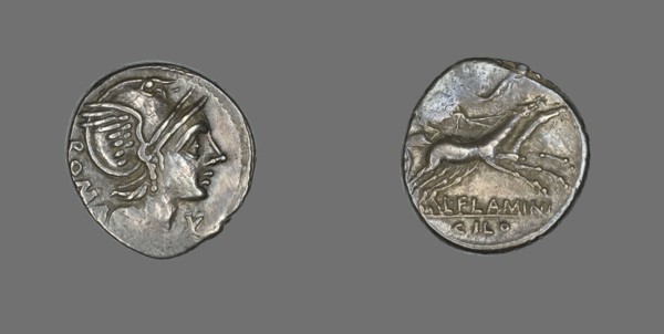 Denarius (Coin) Depicting the Goddess Roma, 109-108 BCE.