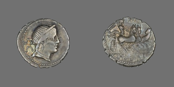 Denarius Serratus (Coin) Depicting the Goddess Venus, about 79 BCE.