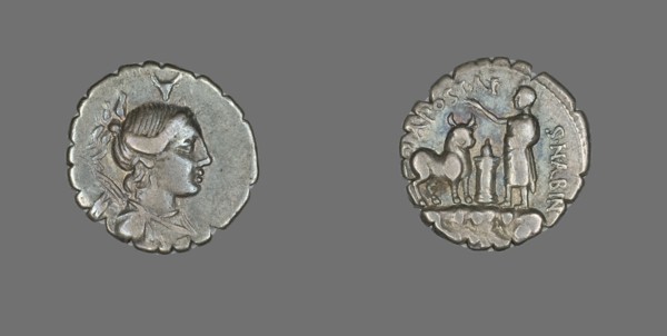 Denarius Serratus (Coin) Depicting the Goddess Diana, about 81 BCE.