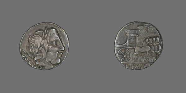 Denarius (Coin) Depicting the God Jupiter, about 87 BCE.