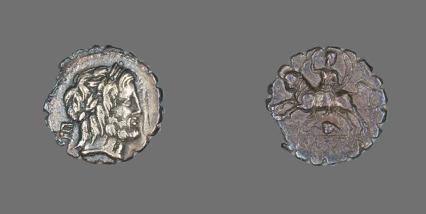 Denarius Serratus (Coin) Depicting the God Jupiter, about 81 BCE.