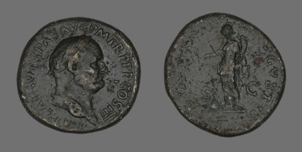 Sestertius (Coin) Portraying Emperor Vespasian, 69-79.