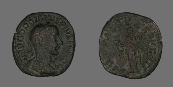 Sestertius (Coin) Portraying Emperor Gordianus, 238-244.