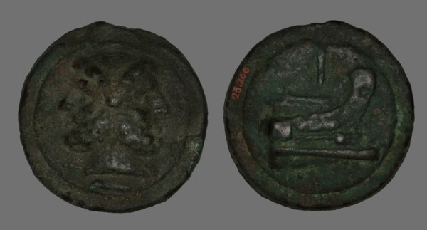 As (Coin) Depicting the God Janus, 225-217 BCE.