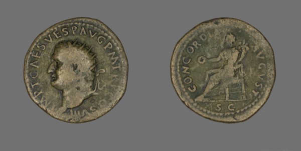 Dupondius (Coin) Portraying Emperor Vespasian, 69-79.