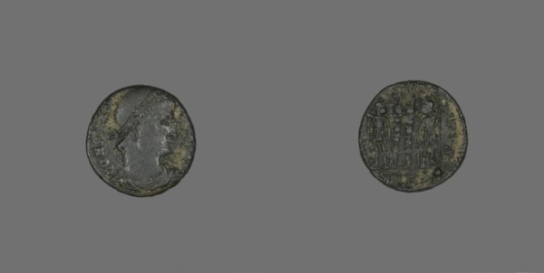 Coin Portraying Emperor Constantius I, 3rd-4th century.