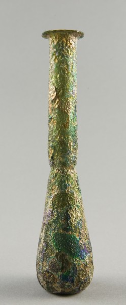 Bottle, 2nd-4th century. Photograph of interior of large art gallery, visitors stand and look at paintings.