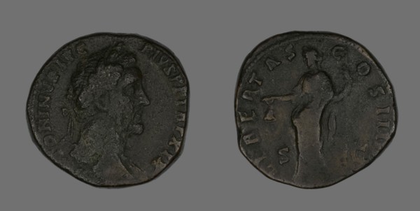 Sestertius (Coin) Portraying Emperor Antoninus Pius, 155-156.