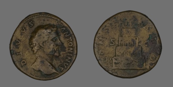 Sestertius (Coin) Portraying Emperor Antoninus Pius, 161 or later.