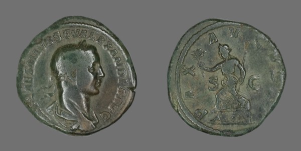 Sestertius (Coin) Portraying Emperor Severus Alexander, 222-235.
