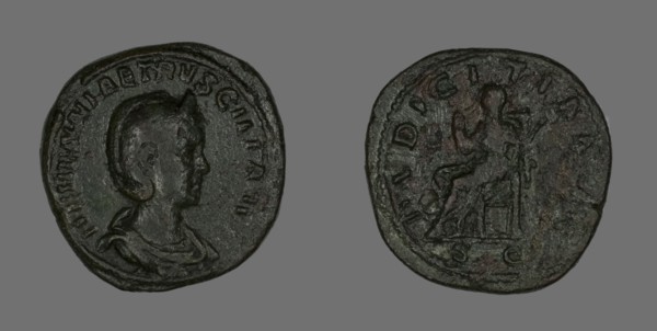 Sestertius (Coin) Portraying Empress Herennia Etruscilla, 249-251.