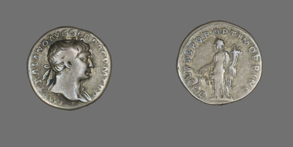 Denarius (Coin) Portraying Emperor Trajan, 103-111.