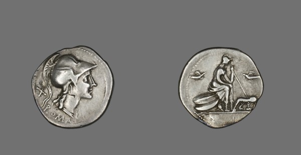 Denarius (Coin) Depicting the Goddess Roma, 115 or 114 BCE.