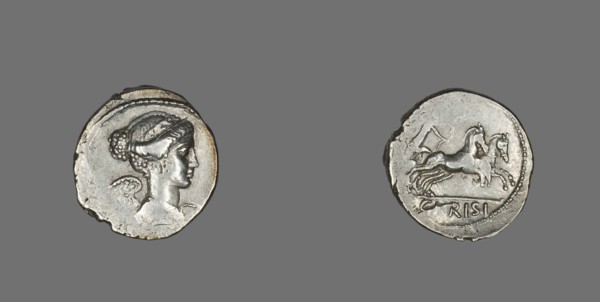 Denarius (Coin) Depicting the Goddess Victory, 46 BCE.