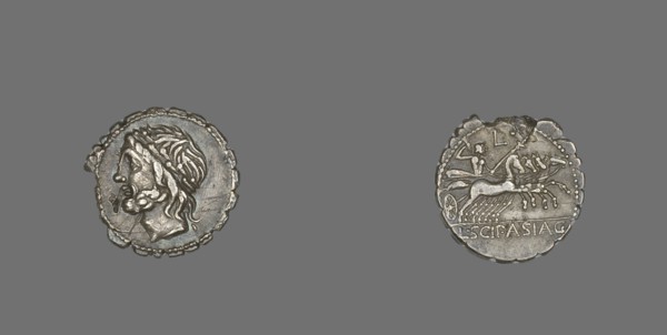 Denarius Serratus (Coin) Depicting the God Saturn, 106 BCE.