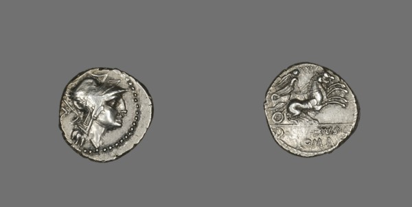 Denarius (Coin) Depicting the Goddess Roma, 91 BCE.