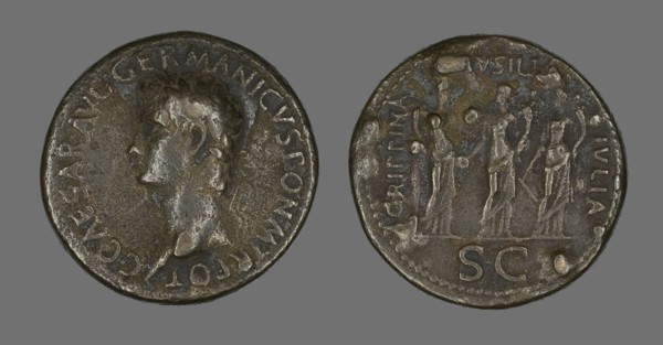 Sestertius (Coin) Portraying Emperor Gaius (Caligula), 37-38.