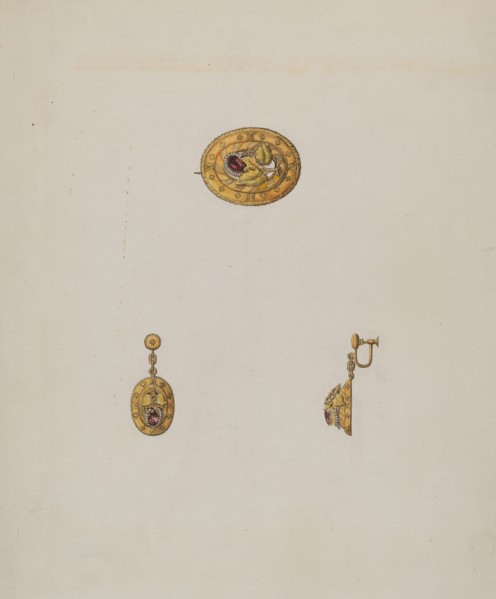 Pin and Earring Set, c. 1936.