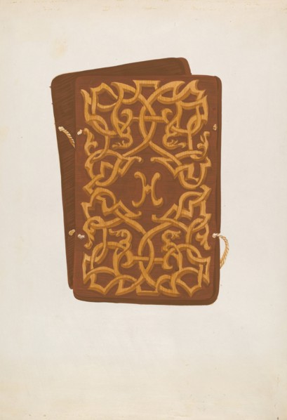 Carved Wood Book Cover, c. 1936.