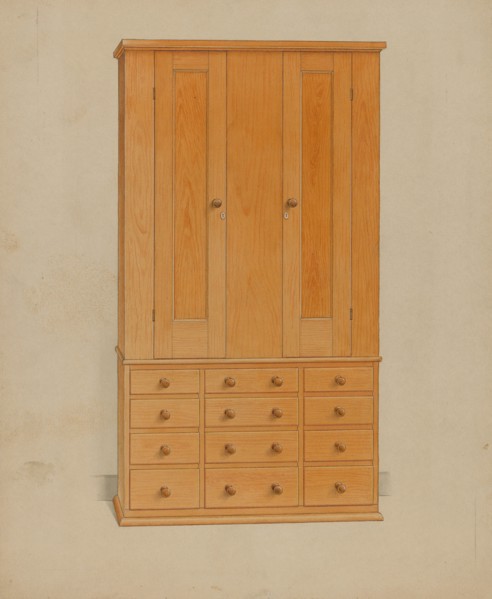 Shaker Cabinet with Drawers, c. 1936.