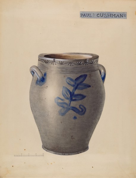 Crock, c. 1937.  (name on crock  Paul Cushman's)