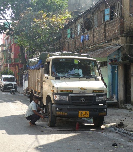 Repairs to TATA truck , West Bengal India, 2019.