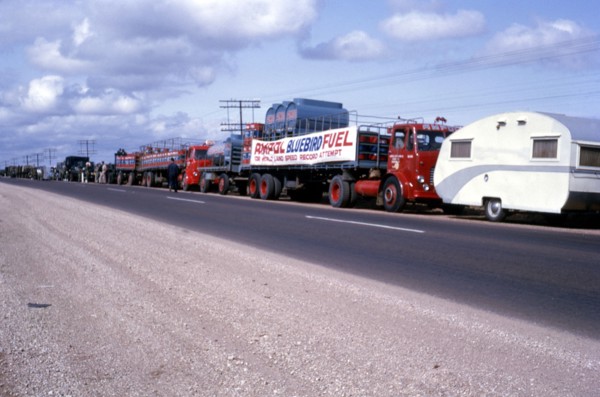 Ampol fuel trucks en route to Lake Eyre for Bluebird CN7 Land Speed Record attempt, 1964. Creator: Unknown.
