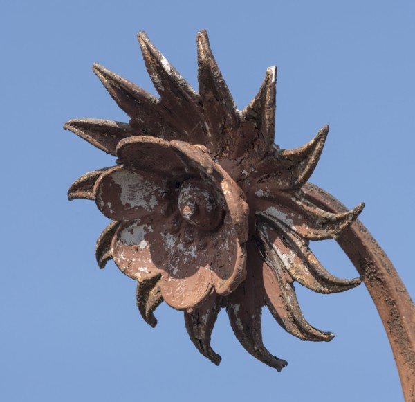 Iron flower head, Shrewsbury Flaxmill Maltings, Shropshire, 2019. Creator: Steven Baker.