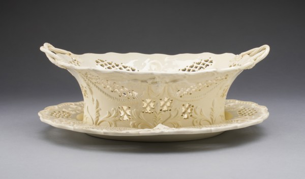 Fruit Basket and Stand, Yorkshire, 1780/1800. Creator: Leeds Pottery.
