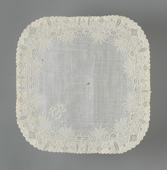 Handkerchief, France, 1850/1900. Creator: Unknown.